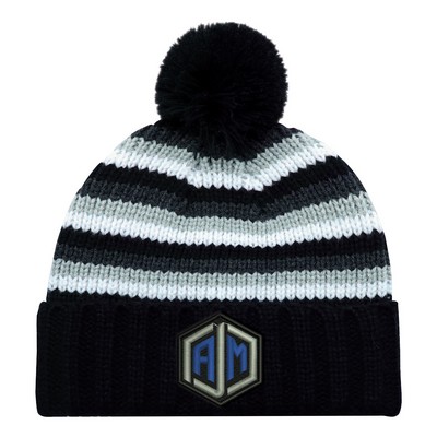 Chunky Knit Cuff Toque w/Pom Pom